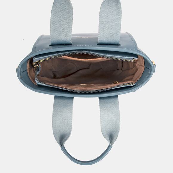 David Jones PU Leather Embossed Pattern Handles Small Handbag | Creamy White - Picture 5 of 6